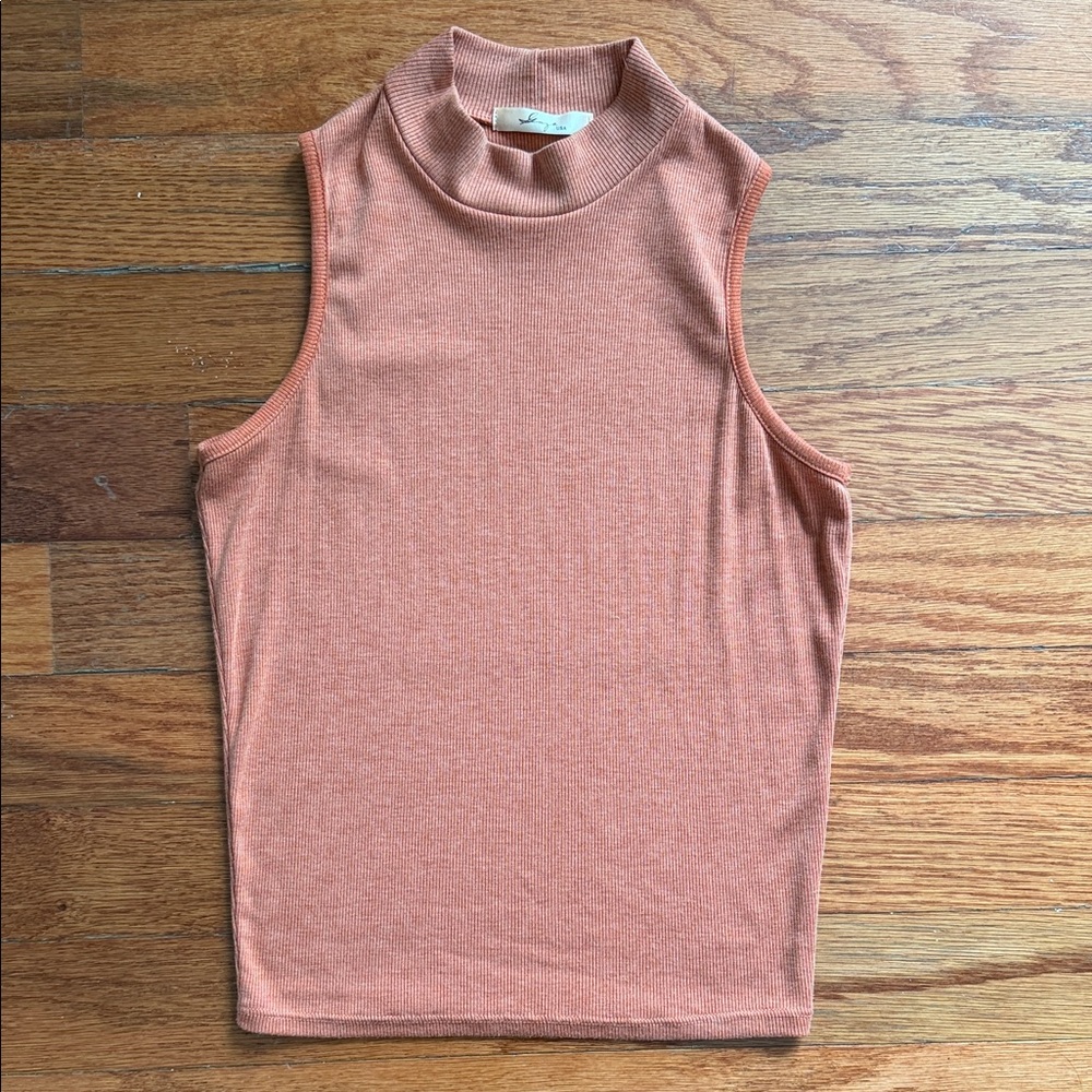 Glaze Sleeveless Mock Neck Top in Warm Orange